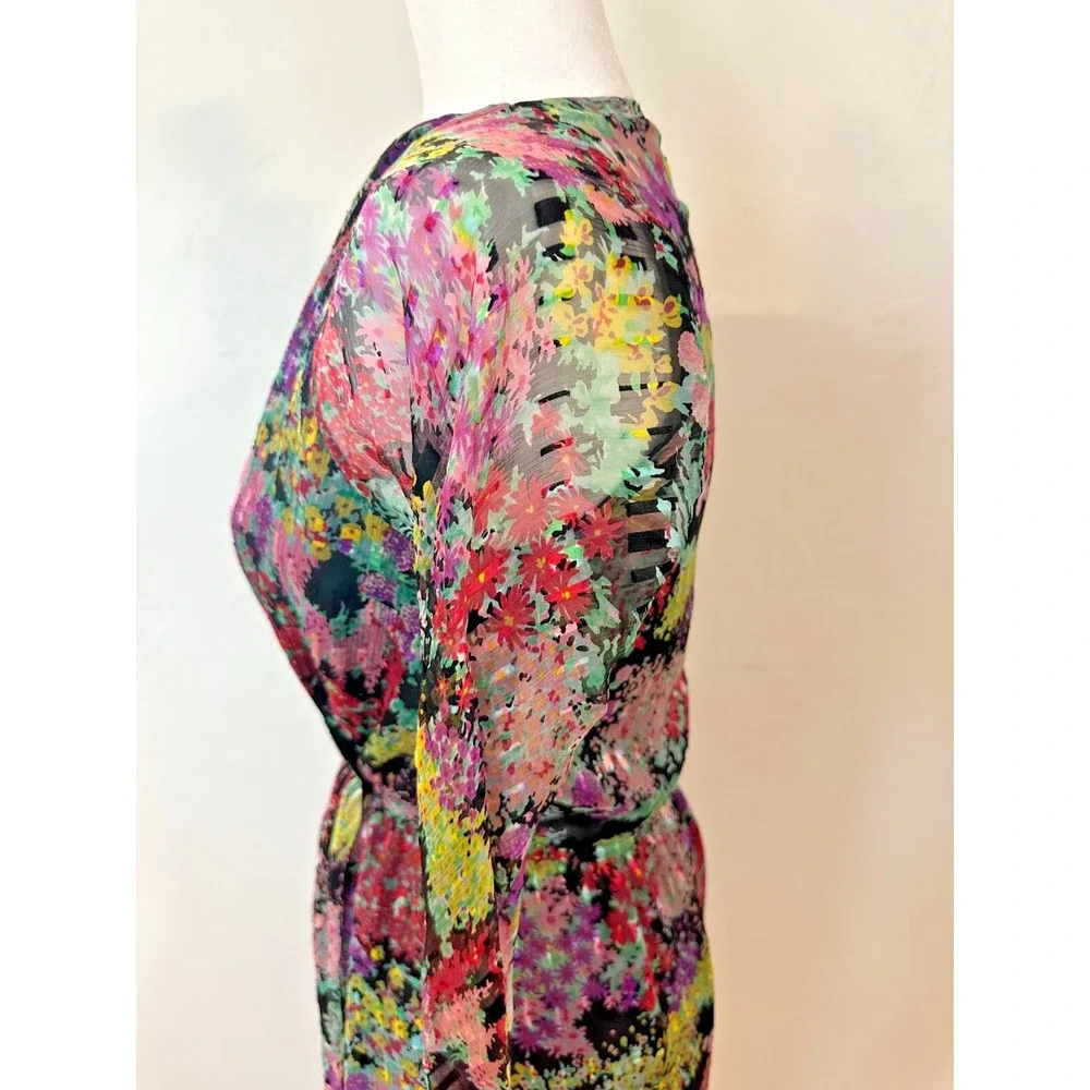 Vintage 80's Diane Dickinson‎ for Gentillesse Silk Floral Wrap Dress Size Medium